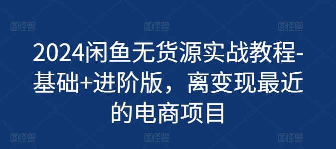 2024闲鱼无货源实战教程-基础+进阶版，离变现最近的电商项目-云长聊项目