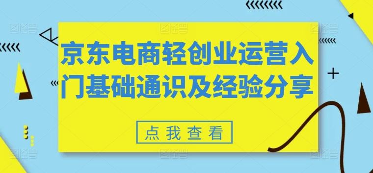 京东电商轻创业运营入门基础通识及经验分享-云长聊项目