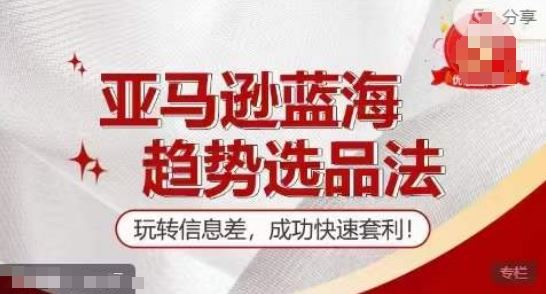 【训练营】亚马逊蓝海趋势选品法，玩转信息差，成功快速套利-云长聊项目