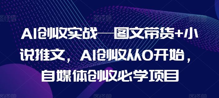 AI创收实战—图文带货+小说推文，AI创收从0开始，自媒体创收必学项目-云长聊项目