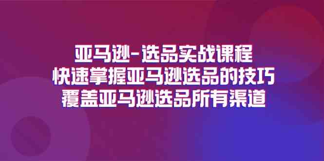亚马逊选品实战课程，快速掌握亚马逊选品的技巧，覆盖亚马逊选品所有渠道-云长聊项目