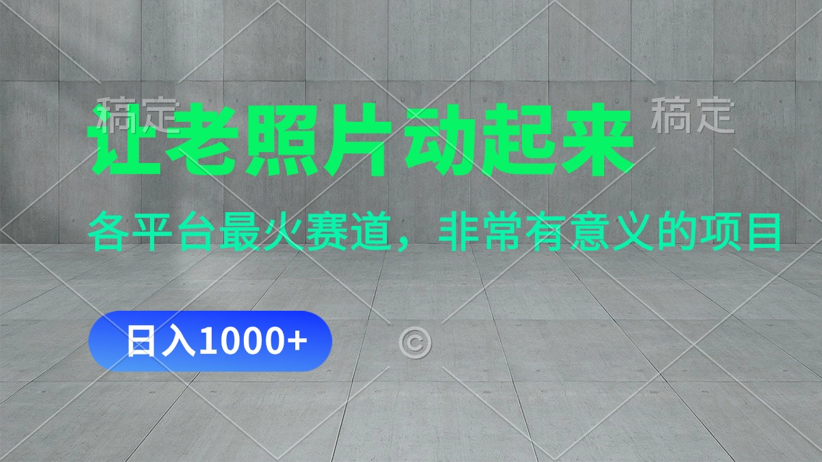 （11671期）让老照片动起来，一天变现1000+，各平台最火赛道，看完就会-云长聊项目