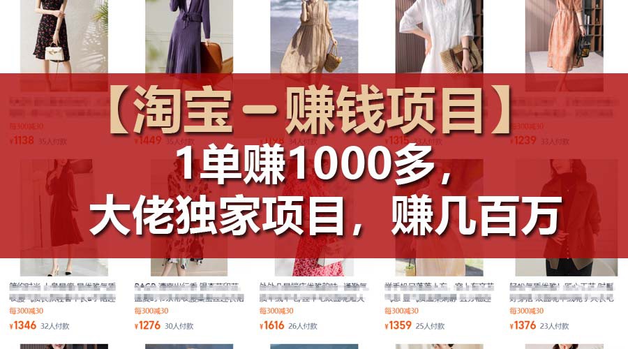 【淘宝赚钱项目】1单可赚1000多，大佬独家项目，年赚几百万-云长聊项目