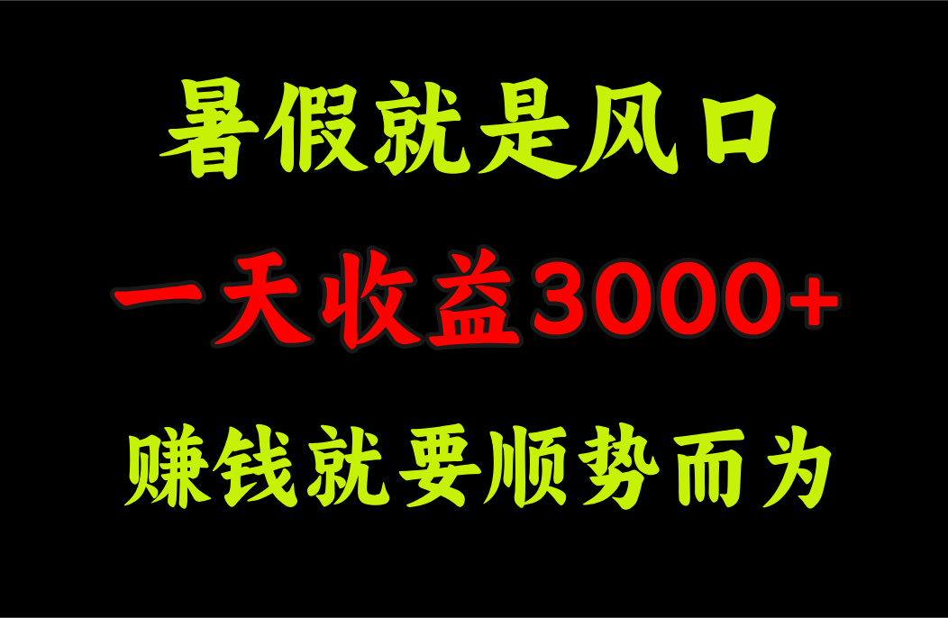 （11670期）一天收益3000+ 赚钱就是顺势而为，暑假就是风口-云长聊项目