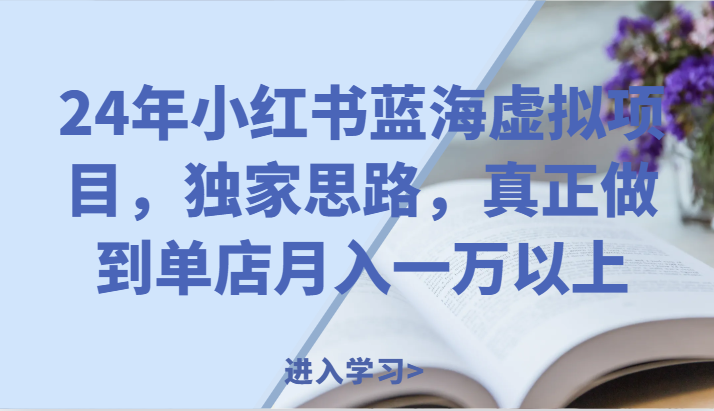 24年小红书蓝海虚拟项目，独家思路，真正做到单店月入一万以上。-云长聊项目