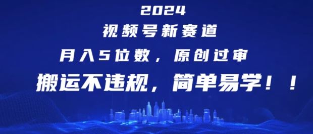 2024视频号新赛道，月入5位数+，原创过审，搬运不违规，简单易学【揭秘】-云长聊项目