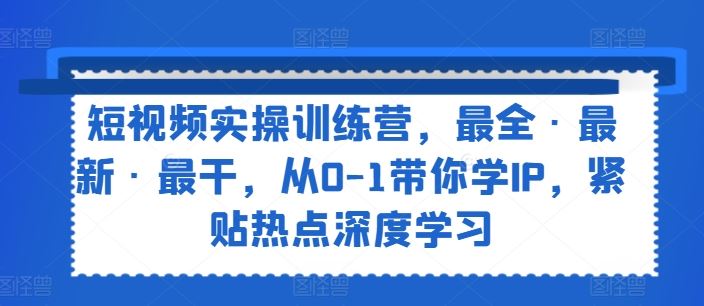 短视频实操训练营，最全·最新·最干，从0-1带你学IP，紧贴热点深度学习-云长聊项目