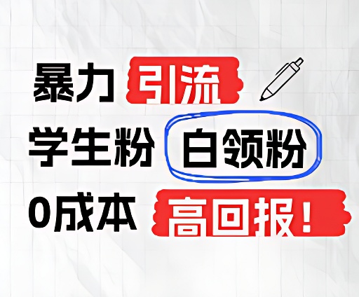 暴力引流学生粉白领粉，吊打以往垃圾玩法，0成本，高回报-云长聊项目