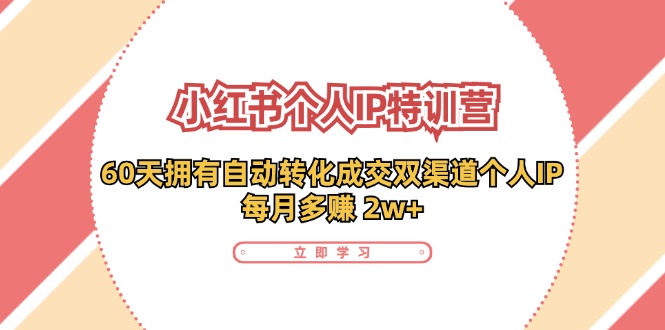 小红书个人IP陪跑营：两个月打造自动转化成交的多渠道个人IP，每月收入2w+（30节）-云长聊项目