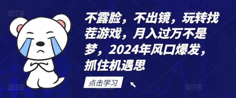 不露脸，不出镜，玩转找茬游戏，月入过万不是梦，2024年风口爆发，抓住机遇【揭秘】-云长聊项目