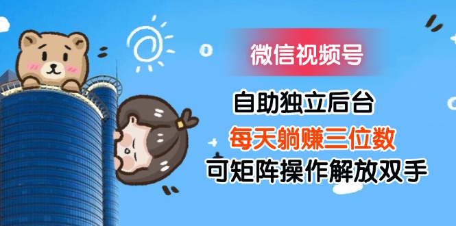 （11910期）微信视频号自助独立后台每天躺赚三位数可矩阵操作解放双手-云长聊项目