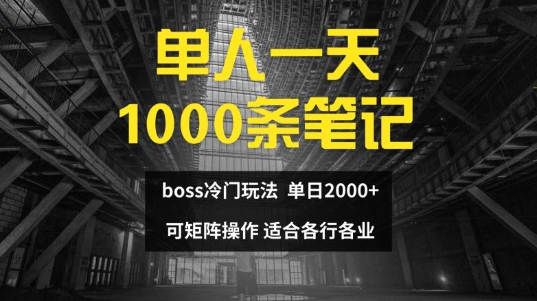单人一天1000条笔记，日入2000+，BOSS直聘的正确玩法【揭秘】-云长聊项目