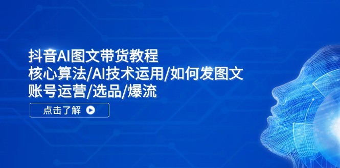 （11958期）抖音AI图文带货教程：核心算法/AI技术运用/如何发图文/账号运营/选品/爆流-云长聊项目