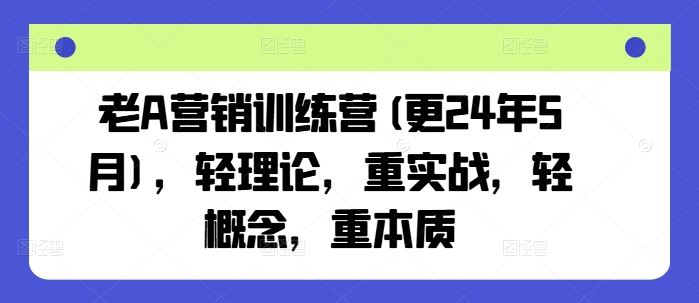 老A营销训练营(更24年7月)，轻理论，重实战，轻概念，重本质-云长聊项目