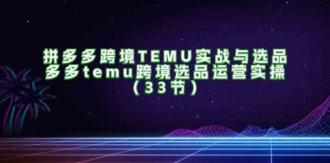 拼多多跨境TEMU实战与选品，多多temu跨境选品运营实操（33节）-云长聊项目