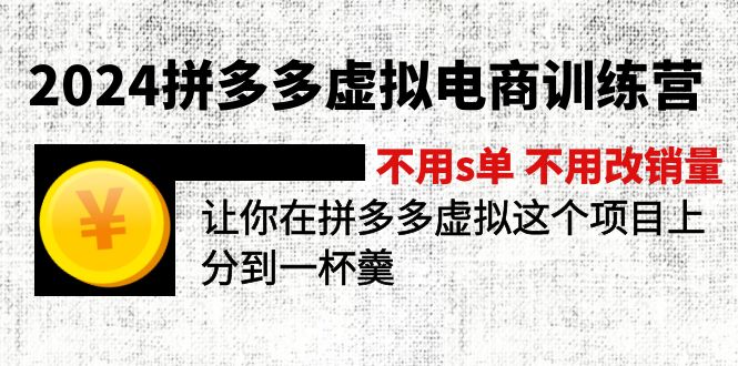 （12024期）2024拼多多虚拟电商训练营 不s单 不改销量  做虚拟项目分一杯羹(更新10节)-云长聊项目