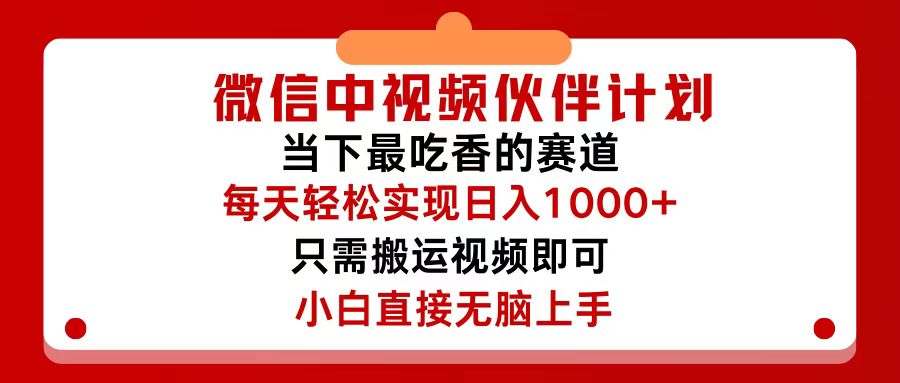 （12017期）微信中视频伙伴计划，仅靠搬运就能轻松实现日入500+，关键操作还简单，…-云长聊项目
