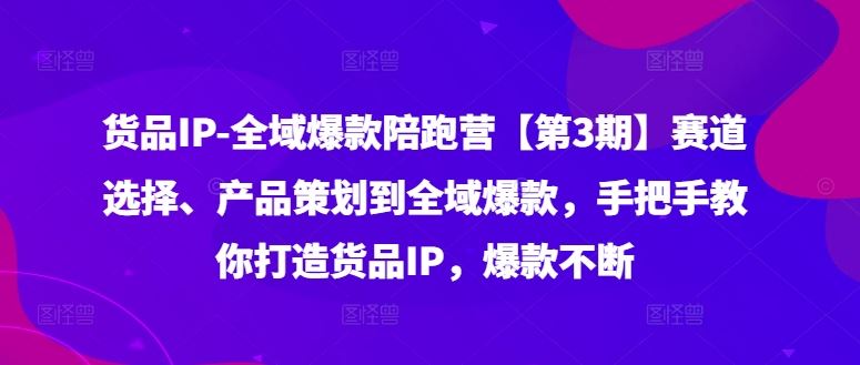 货品IP全域爆款陪跑营【第3期】赛道选择、产品策划到全域爆款，手把手教你打造货品IP，爆款不断-云长聊项目