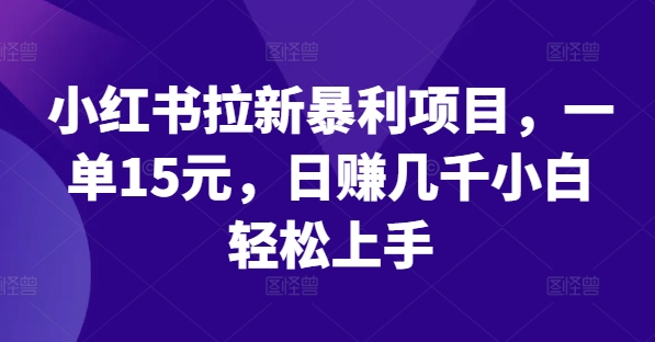 小红书拉新暴利项目，一单15元，日赚几千小白轻松上手-云长聊项目