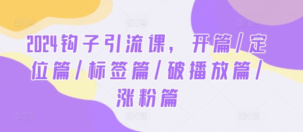 2024钩子引流课，开篇/定位篇/标签篇/破播放篇/涨粉篇-云长聊项目