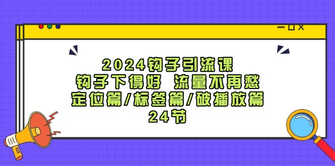 2024钩子引流课：钩子下得好流量不再愁，定位篇/标签篇/破播放篇/24节-云长聊项目