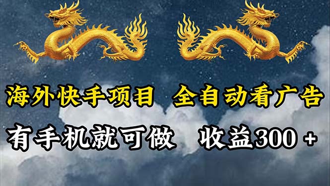 （12175期）海外快手项目，利用工具全自动看广告，每天轻松 300+-云长聊项目