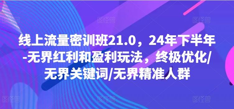 线上流量密训班21.0，24年下半年-无界红利和盈利玩法，终极优化/无界关键词/无界精准人群-云长聊项目