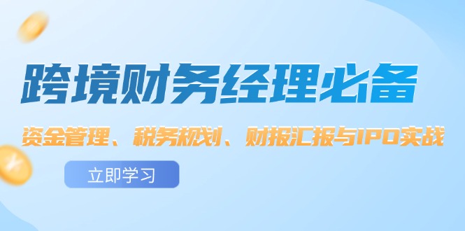 （12323期）跨境 财务经理必备：资金管理、税务规划、财报汇报与IPO实战-云长聊项目