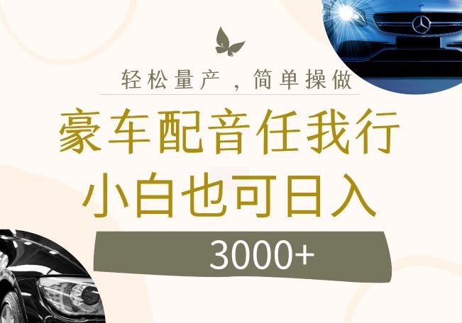 不为人知的暴力小项目，豪车配音，日入几张【揭秘】-云长聊项目