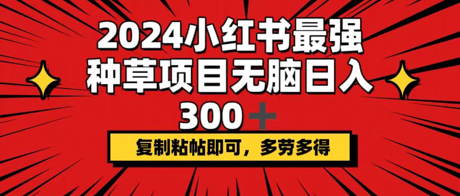 （12336期）2024小红书最强种草项目，无脑日入300+，复制粘帖即可，多劳多得-云长聊项目