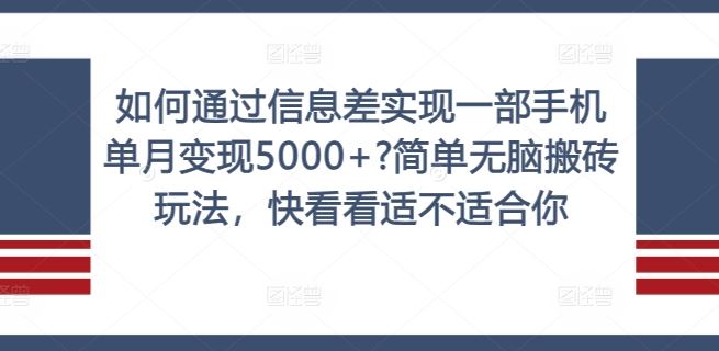 如何通过信息差实现一部手机单月变现5000+?简单无脑搬砖玩法，快看看适不适合你【揭秘】-云长聊项目