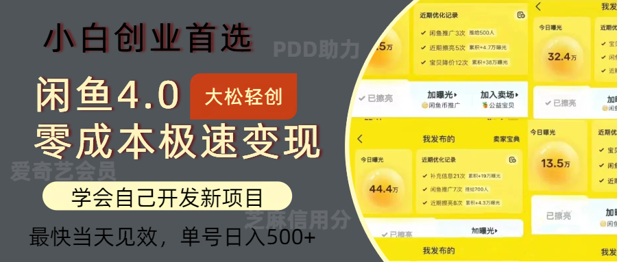 （12434期）闲鱼0成本极速变现项目，多种变现方式 单号日入500+最新玩法-云长聊项目