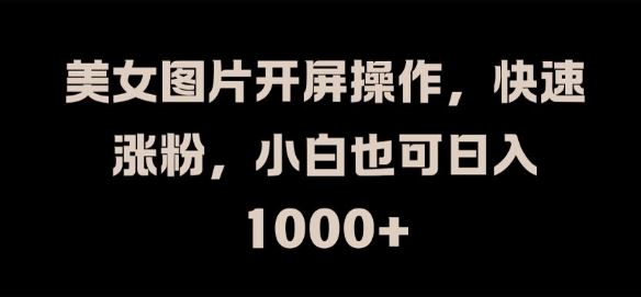 美女图片开屏操作，快速涨粉，小白也可日入1k【揭秘】-云长聊项目