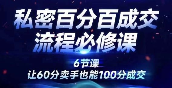 私密百分百成交流程线上训练营，绝对成交，让60分卖手也能100分成交-云长聊项目