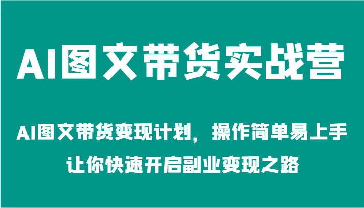 AI图文带货实战营-AI图文带货变现计划，操作简单易上手，让你快速开启副业变现之路-云长聊项目