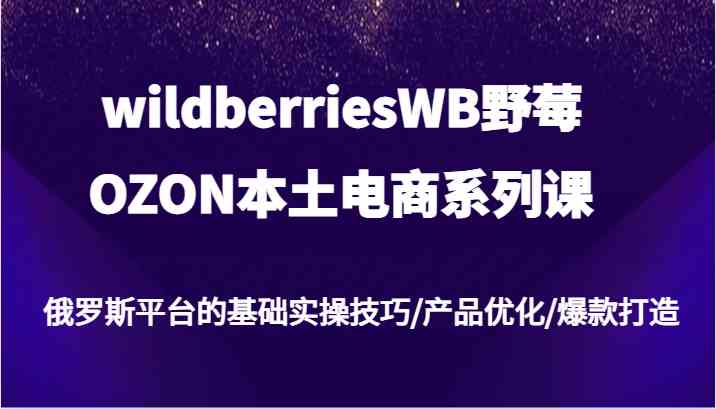 wildberriesWB野莓/OZON本土电商系列课，俄罗斯平台的基础实操技巧/产品优化/爆款打造-云长聊项目