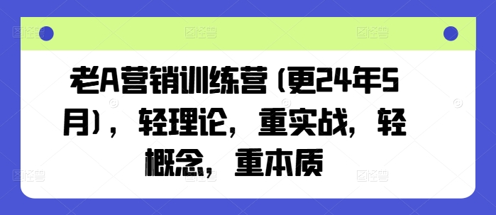 老A营销训练营(更24年9月)，轻理论，重实战，轻概念，重本质-云长聊项目