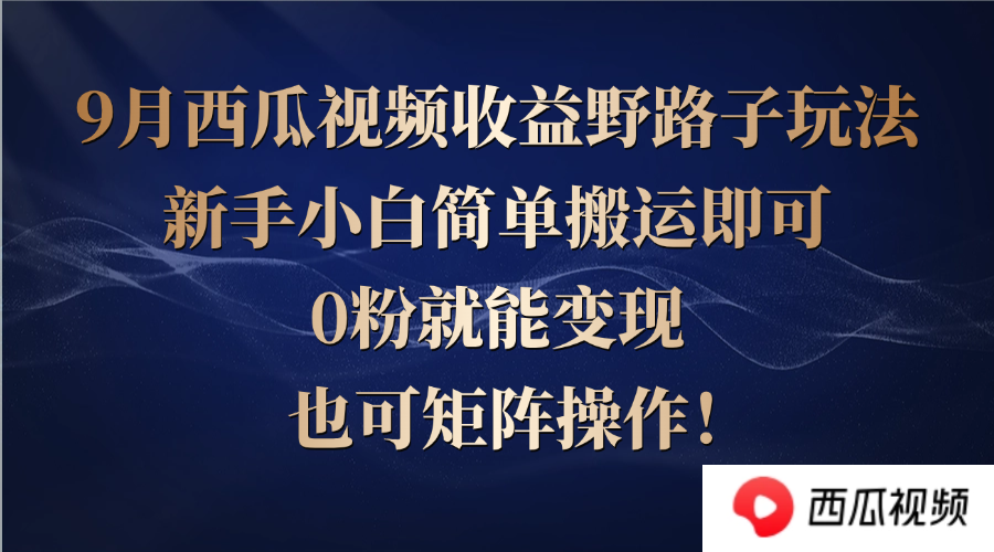 西瓜视频收益野路子玩法，新手小白简单搬运即可，0粉就能变现，也可矩…-云长聊项目