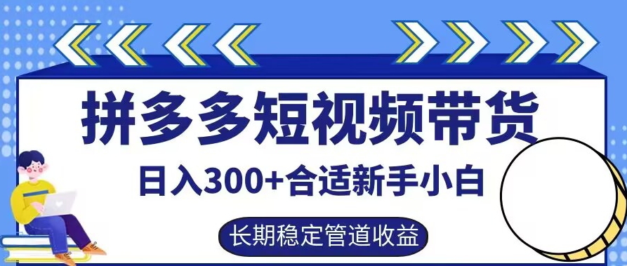 拼多多短视频带货日入300+有长期稳定被动收益，合适新手小白【揭秘】-云长聊项目