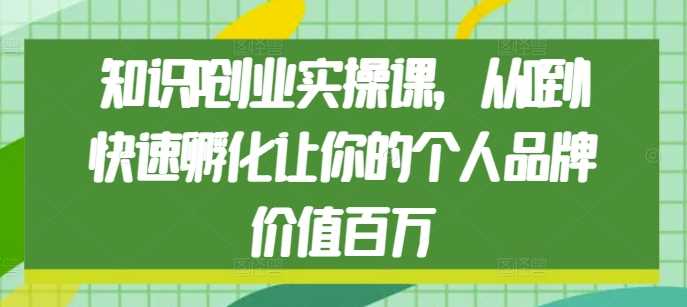 知识IP创业实操课，从0到1快速孵化让你的个人品牌价值百万-云长聊项目