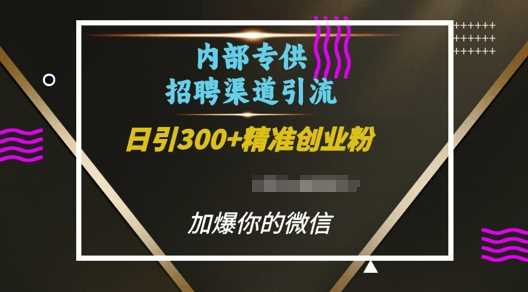 内部招聘渠道日引流300+创业粉，加爆你的微信【揭秘】-云长聊项目