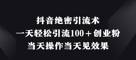 抖音绝密引流术，一天轻松引流100+创业粉，当天操作当天见效果-云长聊项目