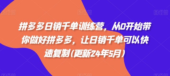 拼多多日销千单训练营，从0开始带你做好拼多多，让日销千单可以快速复制(更新25年4月)-云长聊项目