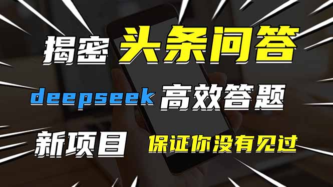 头条问答，刚出的新玩法！保证你没见过！用DeepSeek去高效答题，一个账…-云长聊项目