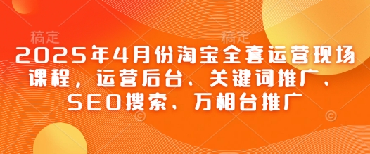 2025年4月份淘宝全套运营现场课程，运营后台、关键词推广、SEO搜索、万相台推广-云长聊项目