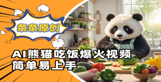 Ai熊猫吃饭爆火视频，条条原创，简单易上手-云长聊项目
