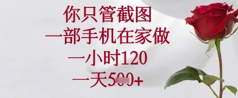 你只管截图，一部手机在家可以做，一小时120.一天5张+【揭秘】-云长聊项目