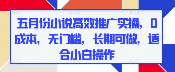 五月份小说高效推广实操，0成本，无门槛，长期可做，适合小白操作-云长聊项目