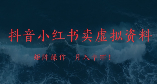 抖音小红书卖虚拟资料，市场需求一直存在，矩阵操作，月入1w+-云长聊项目