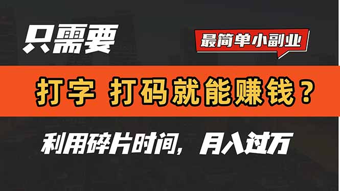 只需要打字，打码，就能赚钱？简单的赚钱小副业，利用碎片时间，月入过万-云长聊项目